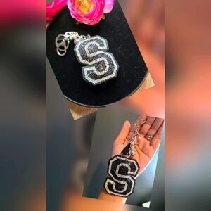 Bling Initial “S” Handbag & Keychain Charm